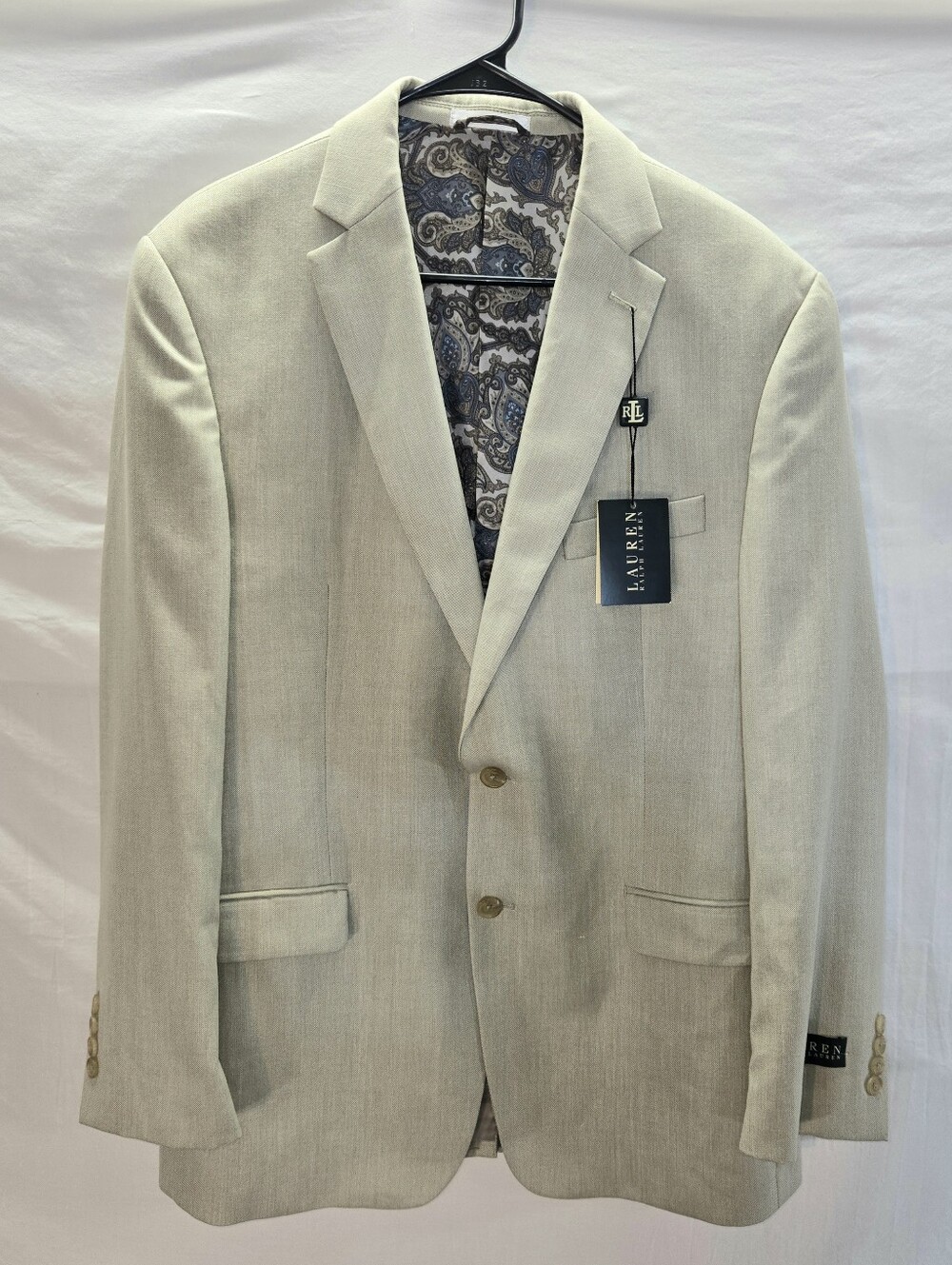 Ralph Lauren LRL Men's Polyester Blend Beige 2-BTN Blazer Sport Coat Jacket 43R